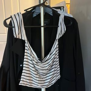 Striped off-the-shoulder crop top